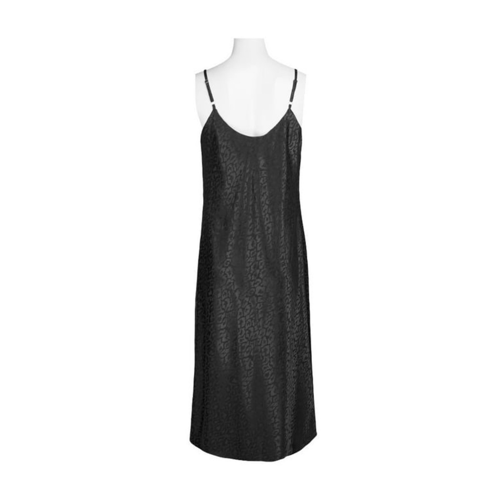 Emma & Michele Satin Black Leopard Print Spaghetti Strap Cowl Neck Slip Dress - Picture 3 of 8